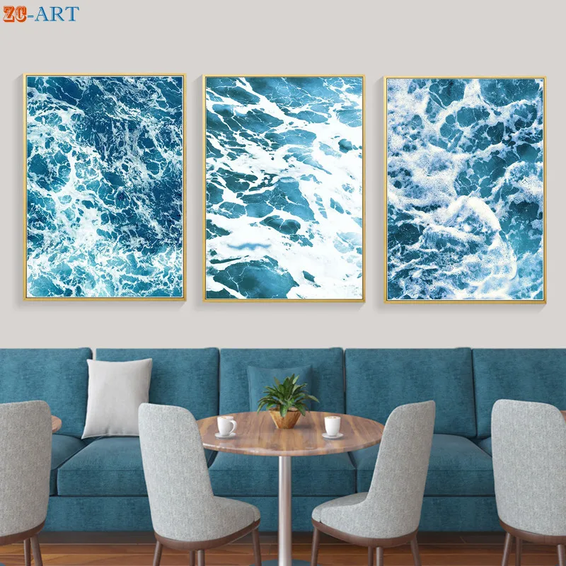 Океана Волна печать Природный Пейзаж Плакат морской настенные картины на холсте