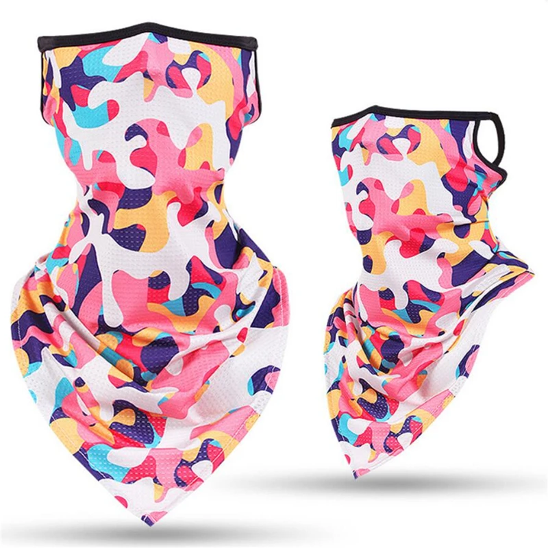 

2022 Headscarf Tie-Dyed Printed Sun Protection Face Cover Scarf Face Towel Bandana Outdoor Protective Ice Silk Scarf
