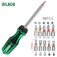 laoa 10 in 1 ratchet screwdriver set with 10 pcs s2 bits 48t 20n m aluminum rod screw driver slotted hex trox tools kit