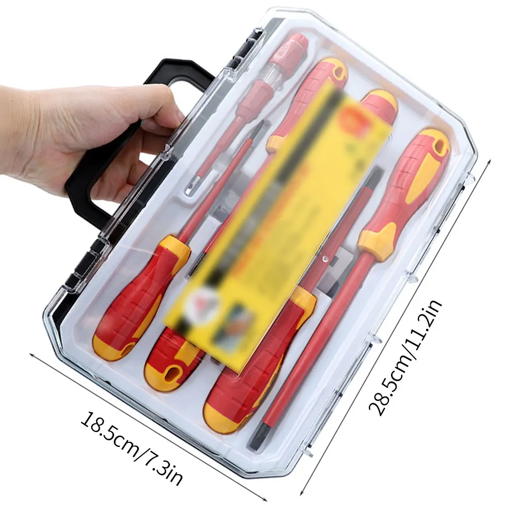 

Insulated Screwdriver Set Hand Tool Kit 1000V Phillips Slotted Screwdrivers Safety Tester Carry Case Electrician Screwdriver Set