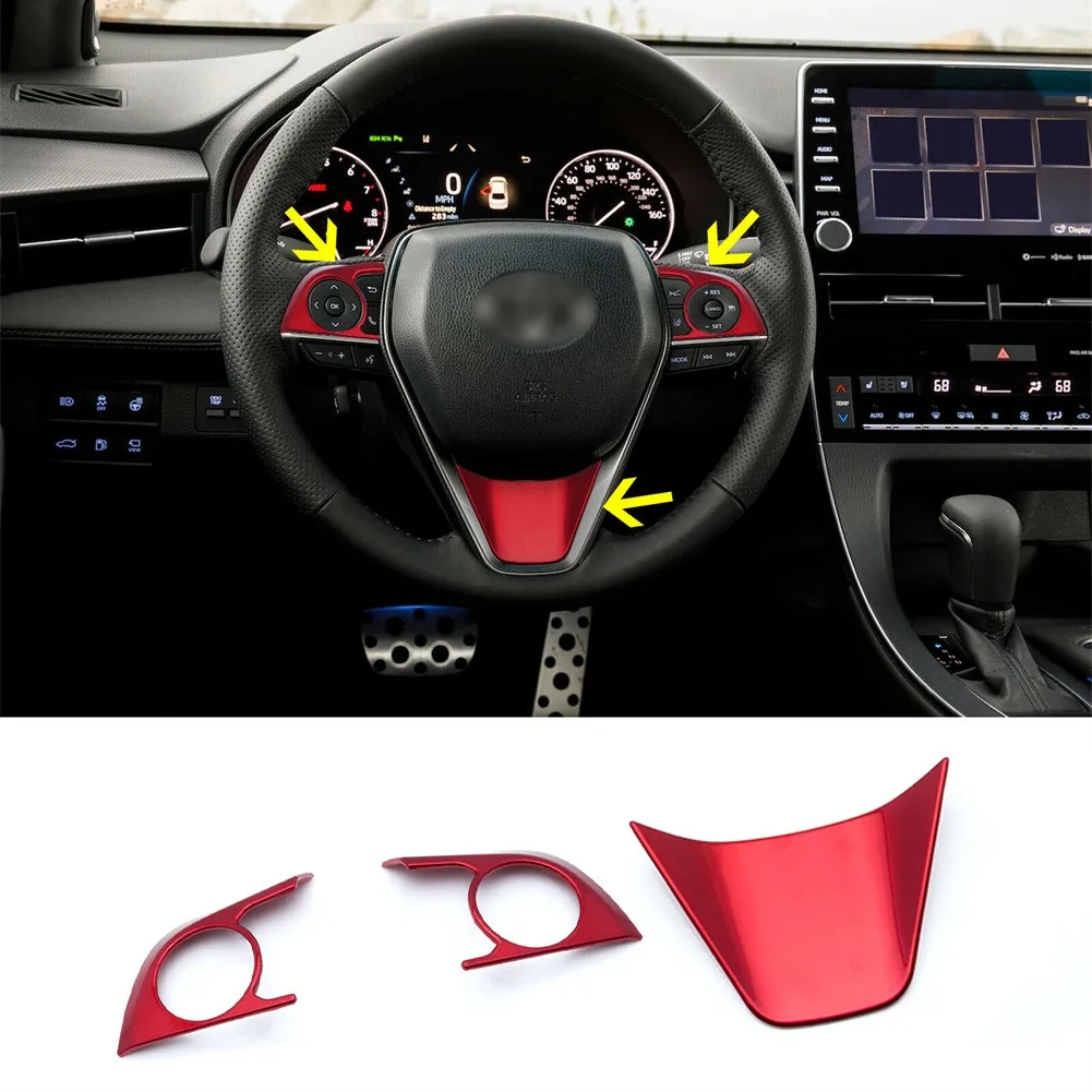 

3pcs/Set Car Steering Wheel Trim Chrome Red Sticker Waterproof Rustproof Trim Auto Accessories For Toyota Corolla Hatchback