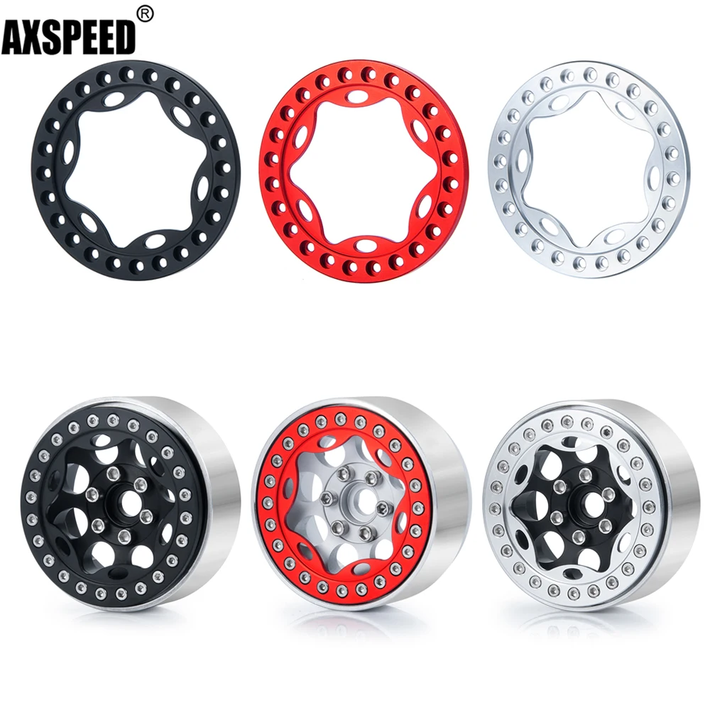 

AXSPEED 4Pcs Metal Aluminum Wheel Outer Beadlock Ring for 1.9" Wheels Rim 1/10 Axial SCX10 90046 Traxxas TRX4 Wraith D90