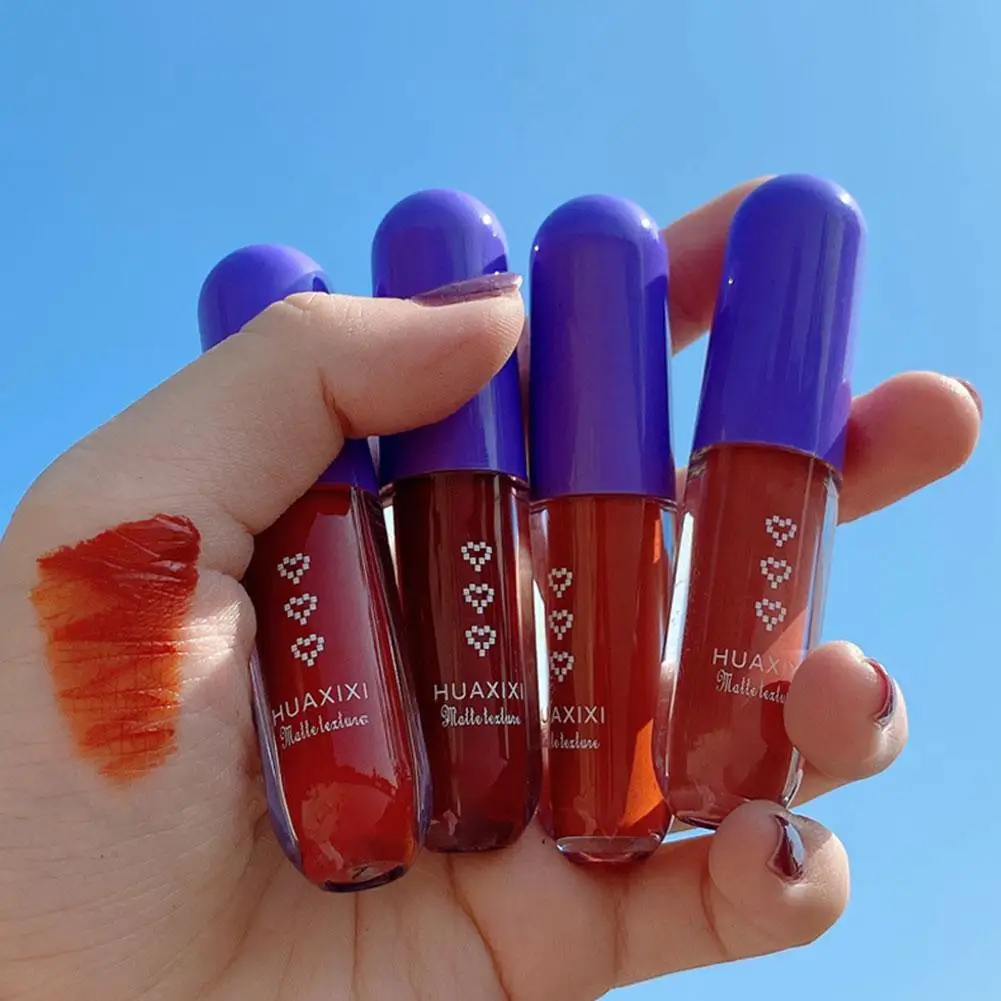 

4pcs/set Lip Glaze Set Velvet Matte Liquid Lipstick Lip Balm Sexy Lip Tint Cosmetic For Women Lip Makeup Non-stick Cup Lip Gloss