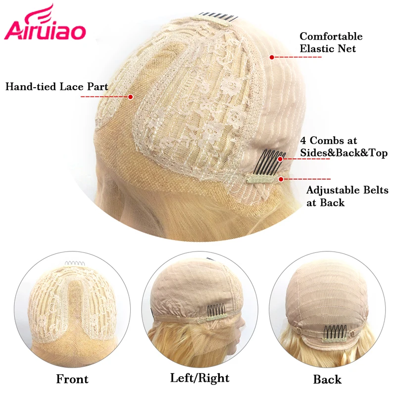 Highlight White Natural Colored Preplucked 613 Blonde Short Bob Human Hair Wigs For Women Lace Frontal Straight HD Wig Pixie Cut | Шиньоны и