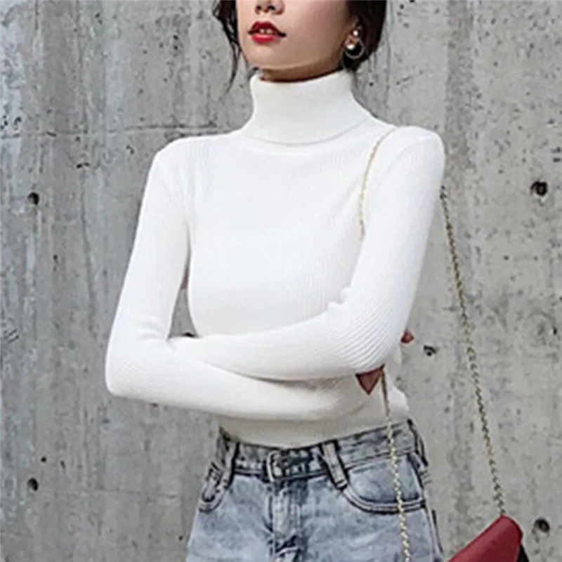 

Зимний вязаный джемпер, топы с высоким воротником, пуловеры, Повседневные свитера, женская рубашка, плотный свитер с длинным рукавом для дев...