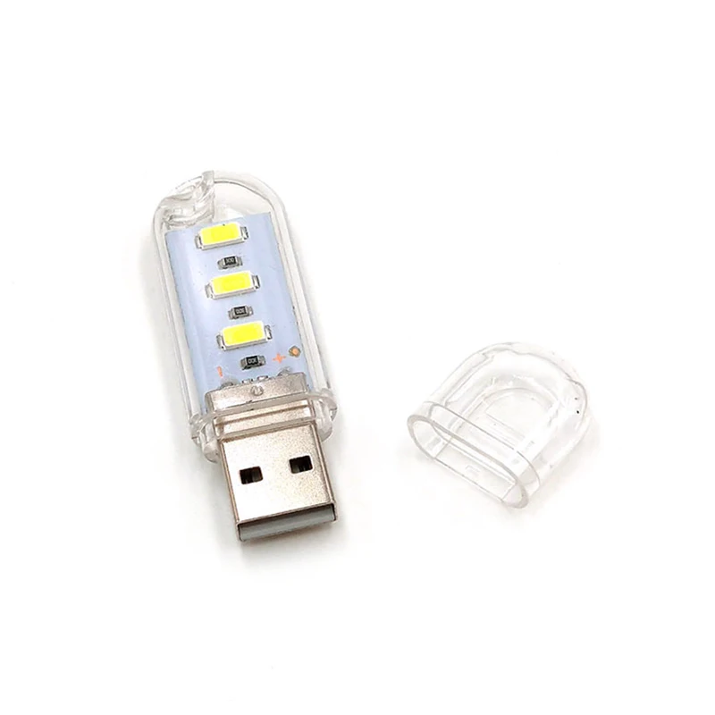1pc Portable Keychain USB Power White/Warm 3 LED Night Light smart Lamp Cover White Disk Shape U | Электроника