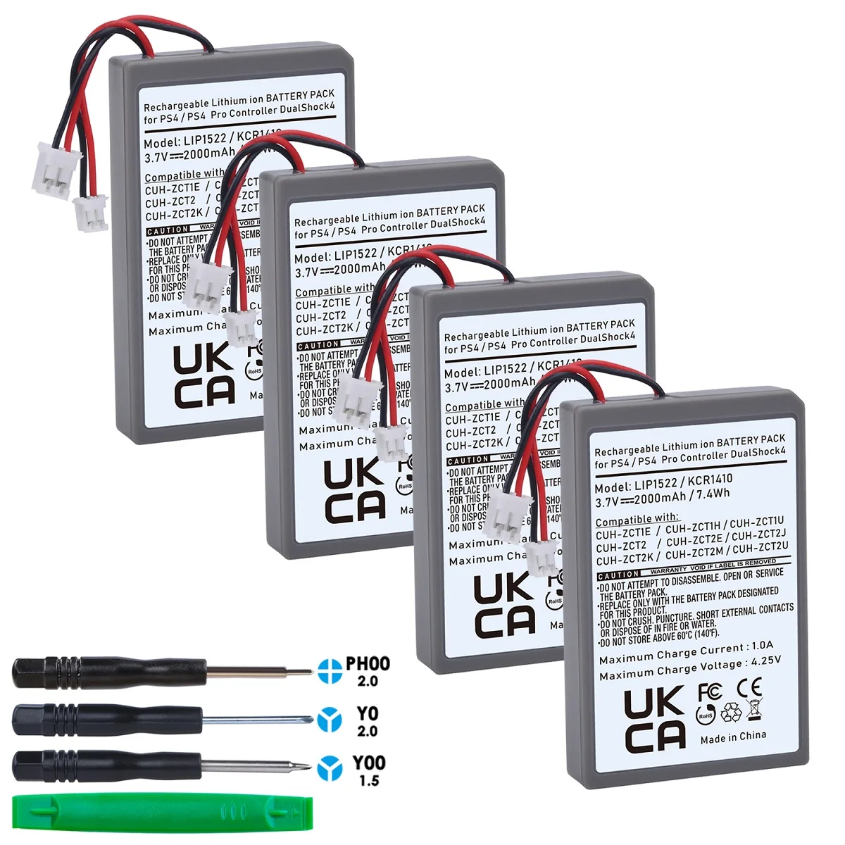 4 x Batteries For Sony PS4,PS4 Pro/Slim Gamepad Wireless controller CUH-ZCT1E CUH-ZCT1U CUH-ZCT2 or CUH-ZCT2U Replace battery