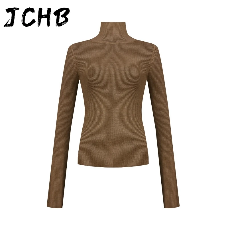 

JCHB 2021 new winter turtleneck full sleeves slim knits elastic high quality mohair T-shirt pullover inside wear sweater WP03900