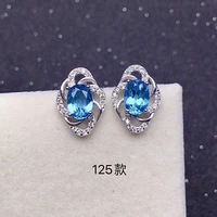 5mm7mm 100 natural topaz silver earrings vvs grade london blue topaz stud earrings 925 silver topaz jewelry