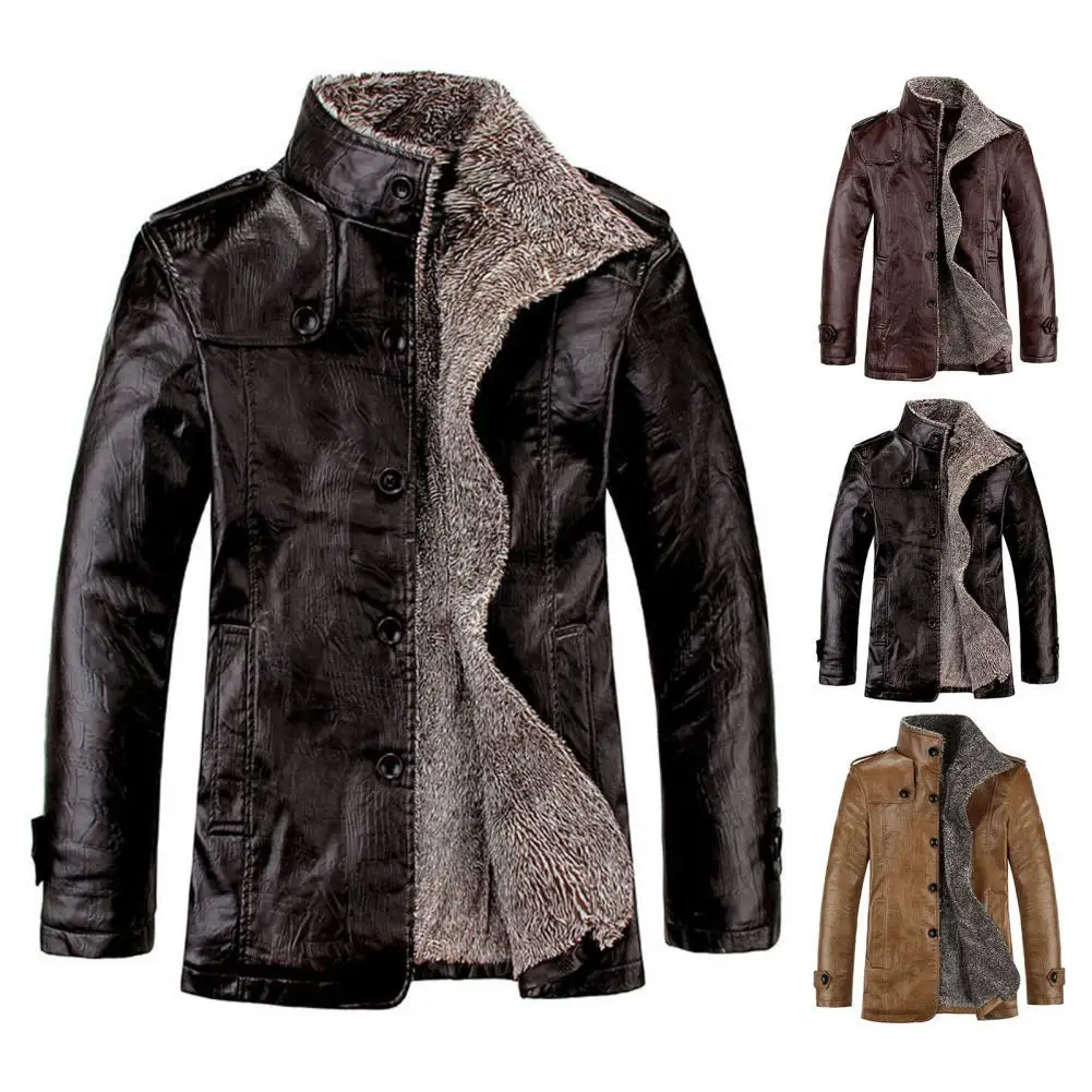 

Men Coat Male Jacket Fabulous Business Winter Jacket Winter Jacket Faux Leather Cardigan Quick Dry Winter Coat for Home