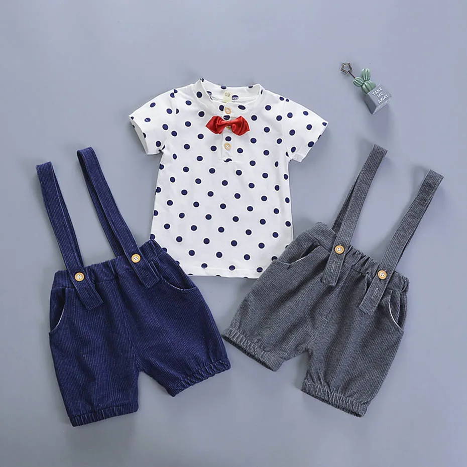 Kids Clothes Dot Shirt + Jumpsuit 2 Pcs Suit For Boys Short Sleeve Outfits Spring Summer Suits Baby Boy |