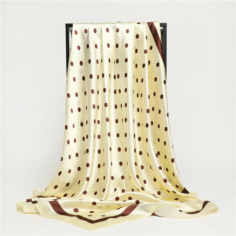 

Dot Print Silk Shawl Square Scarf For Women Hair Bands Head Wraps Neckerchief Female Headband Foulard Satin Hijab Bandana 2021