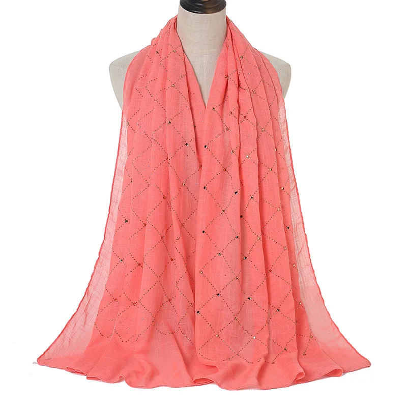 Хлопок чувство с ромбовидным узором длинный шарф Мусульманский платок-хиджаб