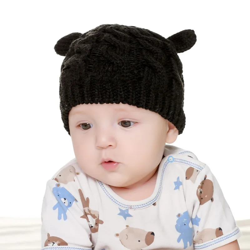 Gorro de punto con orejas para beb&eacute;, gorro c&aacute;lido para beb&eacute;, gorros para beb&eacute;-0