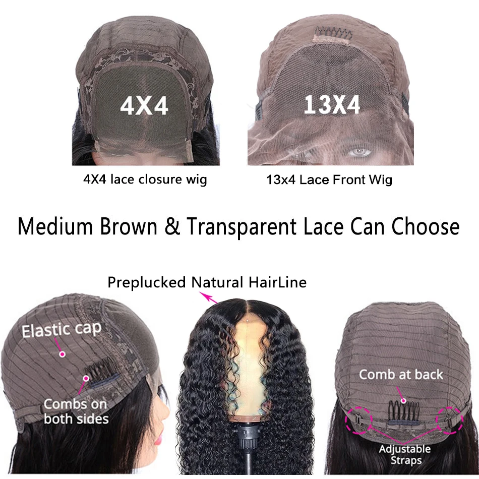 

Soul Lady Deep Wave Closure Wig For Black Women 13x4 Lace Frontal Wig Human Hair Pre Plucked Brazilian 30 32Inch Lace Front Wig