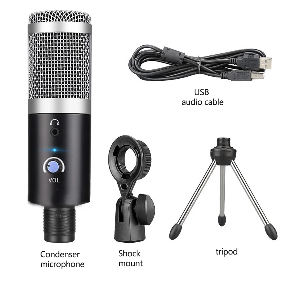 

Condenser Microphone computer USB Port Studio Microphone For pc Sound Card Professional Karaoke Microphones DJ Live Recording
