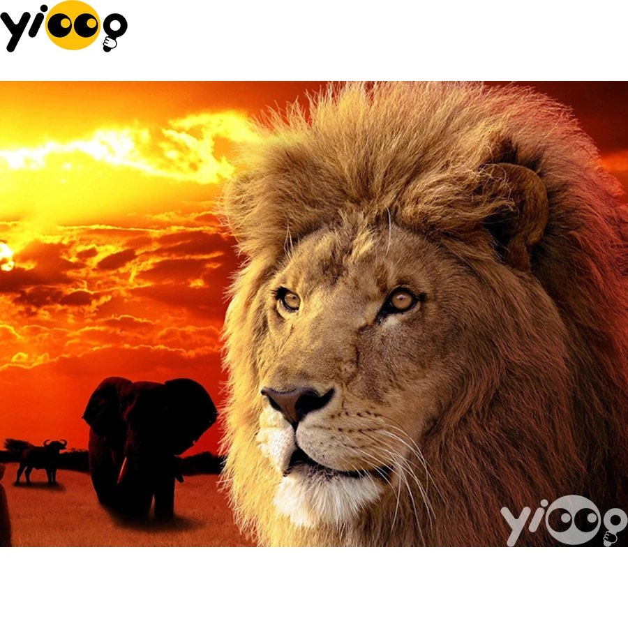 

Full Square/Round Drill Diamond Painting Cross Stitch Embroidery African Lion Rhinestone Mosaic Home Decor Gift BX2287
