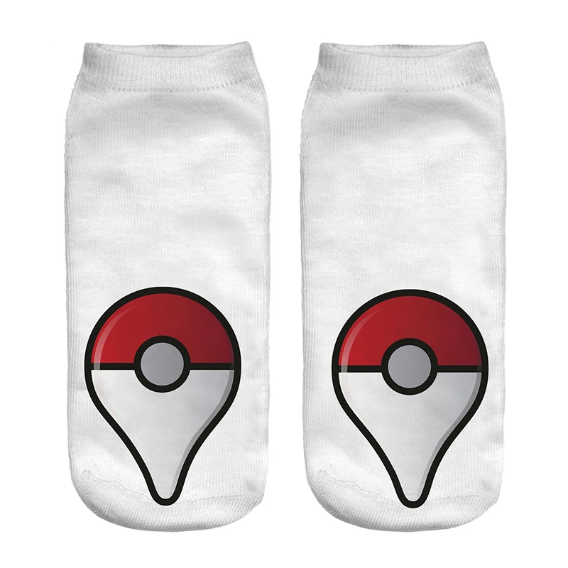 Kawaii Pokemon Go/хлопковые носки унисекс для мальчиков и девочек Забавные женские милые носки из полиэстера мужские короткие носки с принтом японского мультфильма