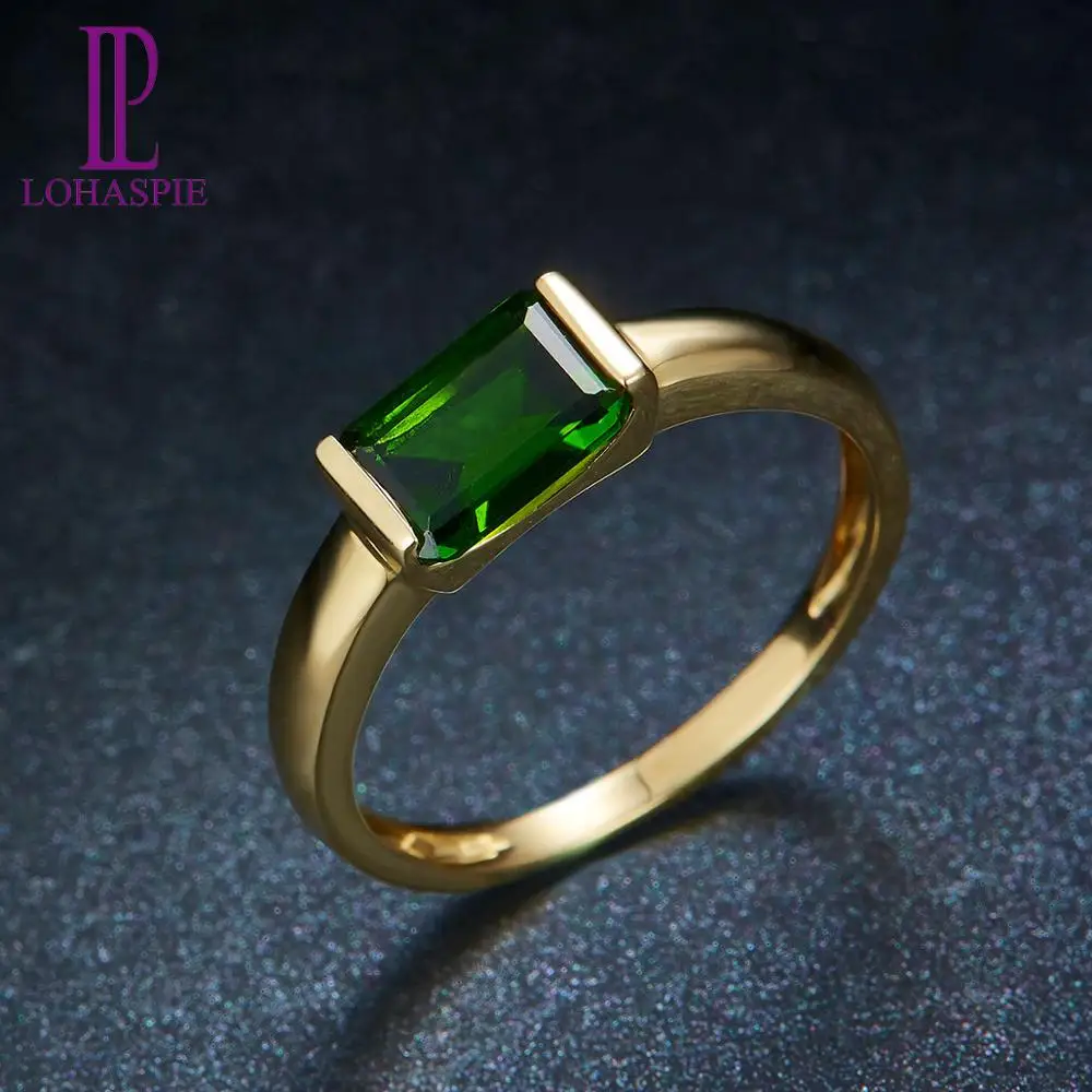 LP русский изумруд хром диопсид 1.05cts обручальное кольцо для женщин Настоящее 9K 10K