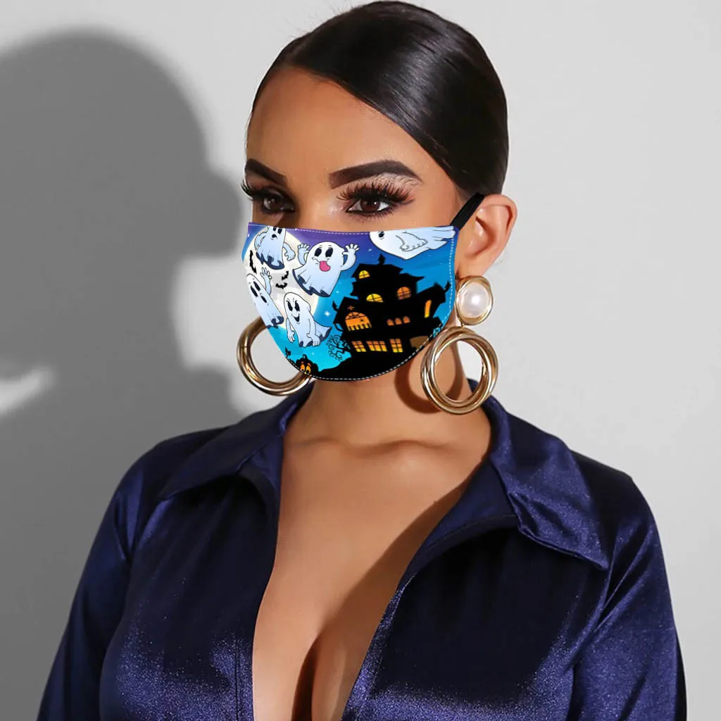 

Маска для взрослых с принтом на Хэллоуин, можно стирать с фильтром, теплый ветрозащитный продукт, маска для Хэллоуина, косплей, маски от пыли...