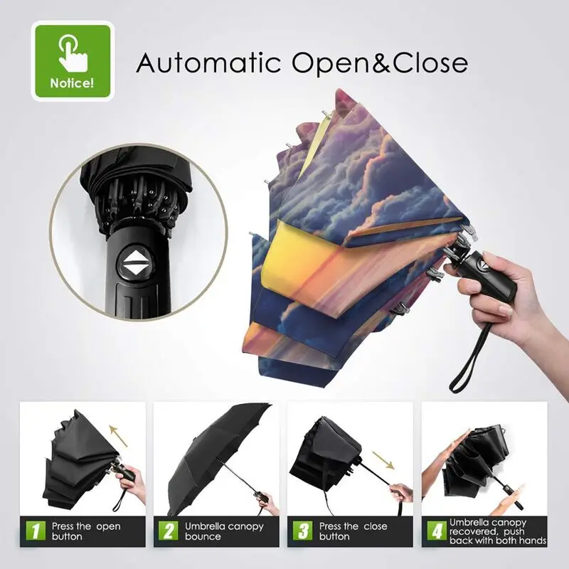 Открытый Автоматический зонт с изображением морских облаков зонтик принтом