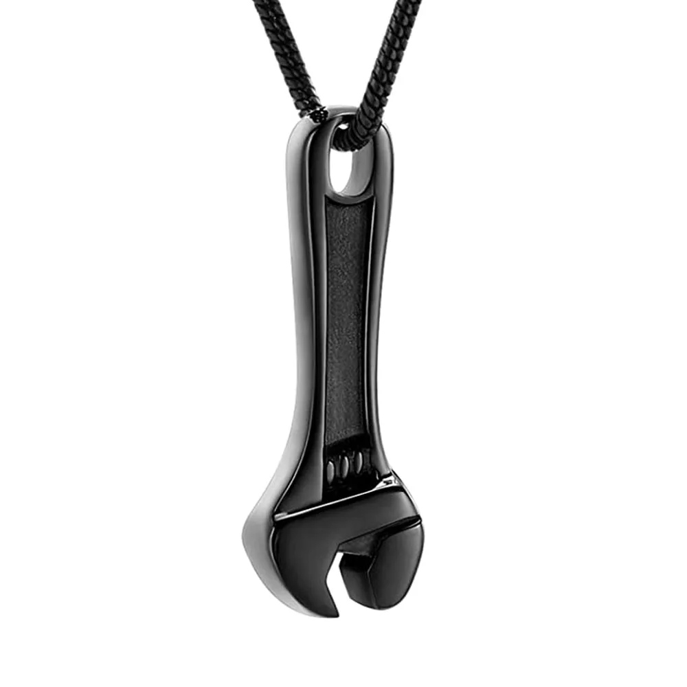 Tool Wrench Shape Cremation Urn Necklace Stainless Steel Laborer Ashes Keepsake Memorial Pendant Jewelry for Human | Украшения и