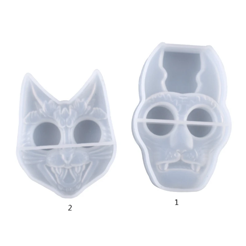 

Tiger/Cats Head Shaped Keychain Epoxy Resin Mold Jewelry Pendant Silicone Mould 69HB