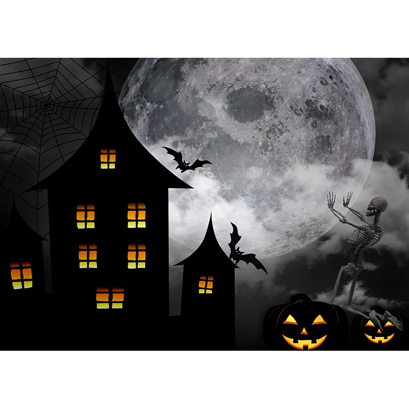 Хэллоуин фон Тыква фонарь замок в лесу Луна надгробие Детская фотография для