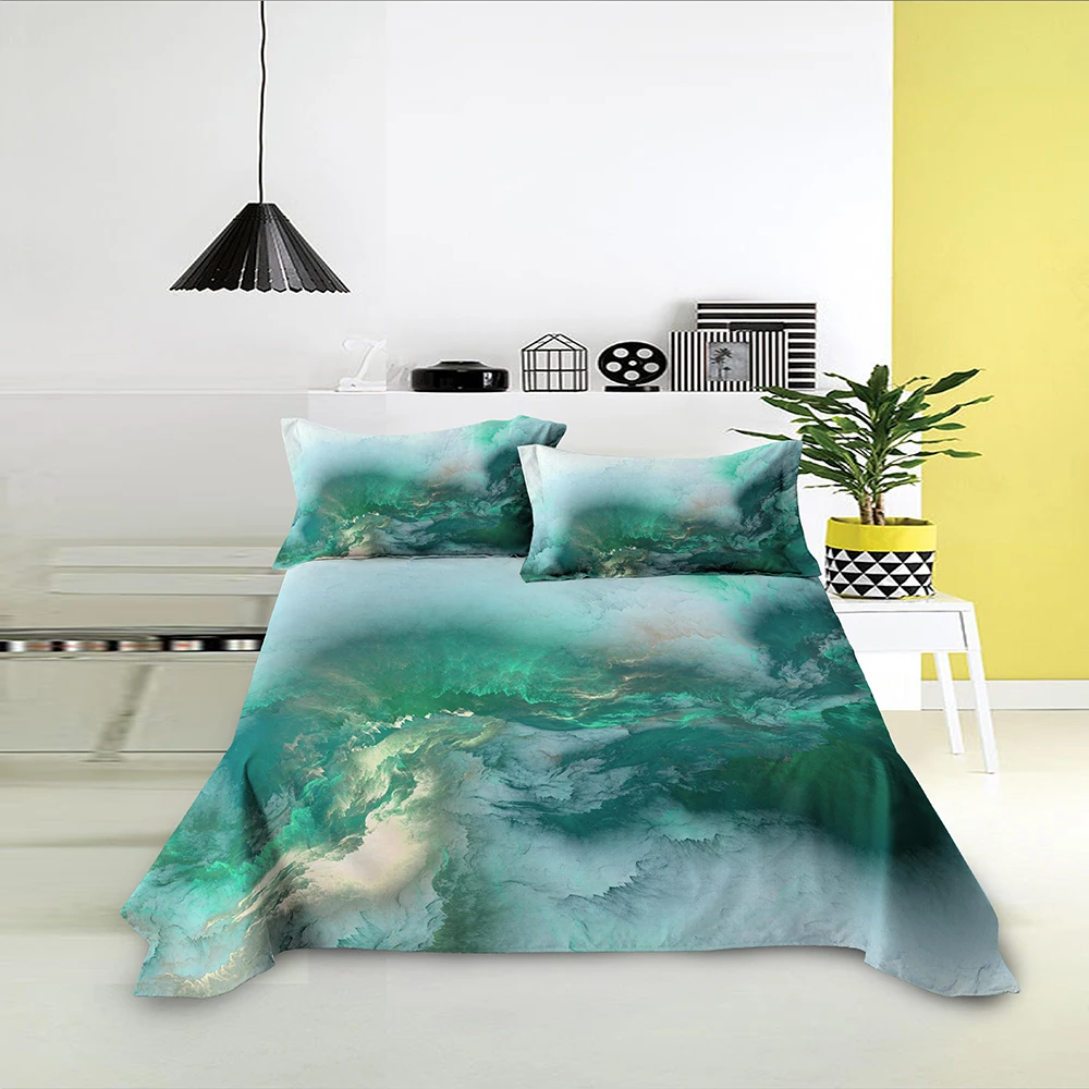 3D ослепляющая плоская простыня удобное постельное белье с мраморным узором