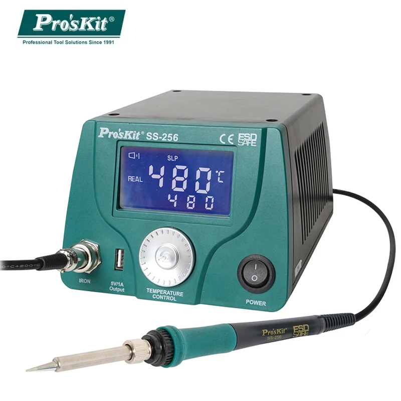 

Pro'sKit Soldering Station SS-256H 60W LCD Digital Intelligent Temperature Control 480℃ Anti-static Thermostat Iron Welding