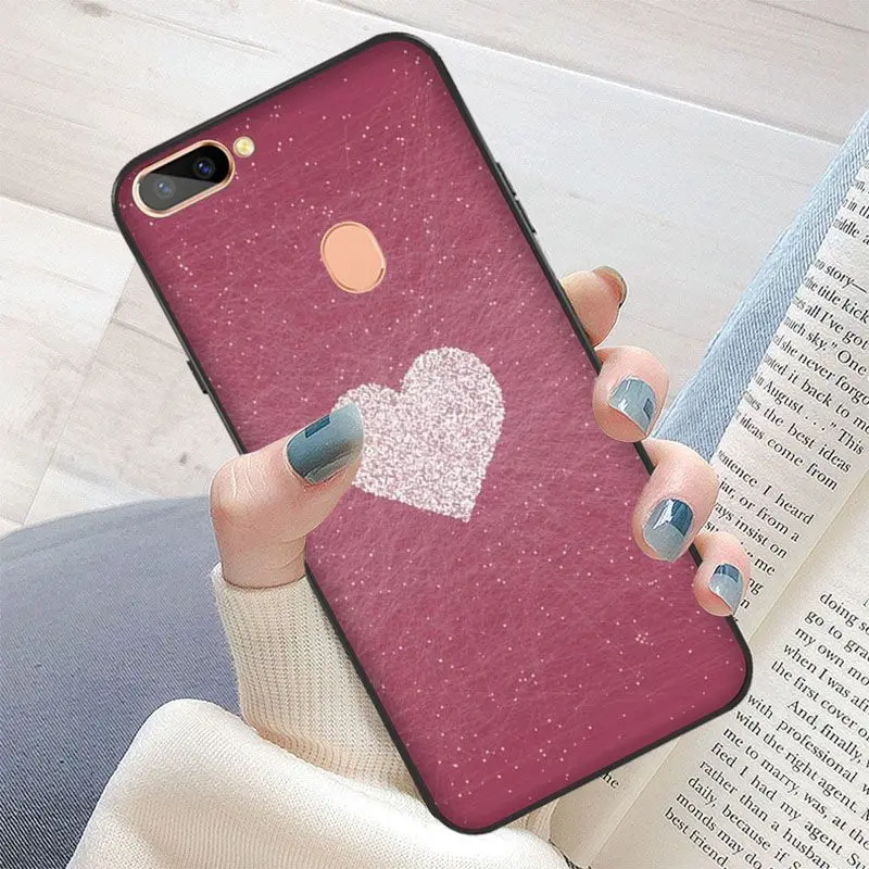 Цвет: розовый золотистый Роза с блестками принтом силиконовая Черная защитная