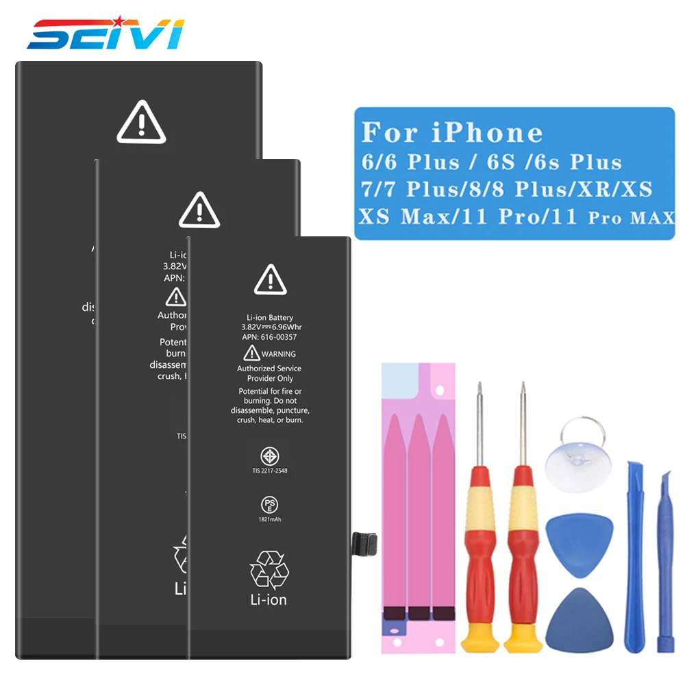

Аккумулятор SEIVI для iPhone 6 6S 5S 5C 7 8 Plus X Xs Max Xr 6 Plus, сменный аккумулятор большой емкости для iPhone6