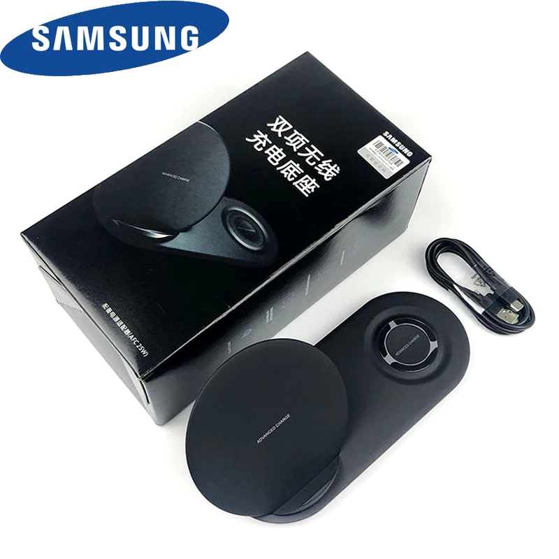 Оригинальное Быстрое беспроводное зарядное устройство Samsung Qi двойной зарядный