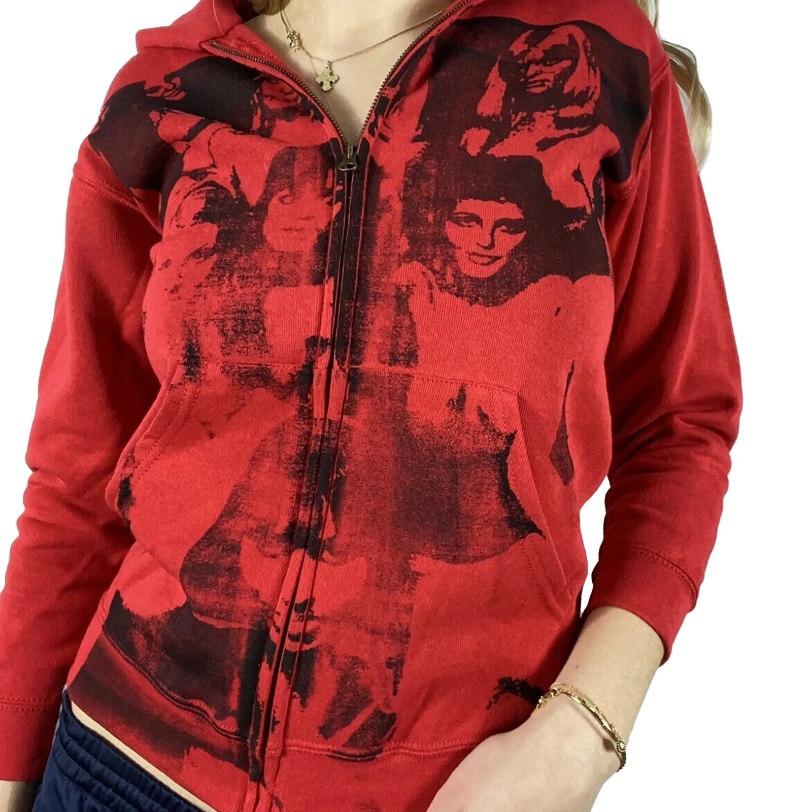 

Женская толстовка на молнии с капюшоном и длинным рукавом