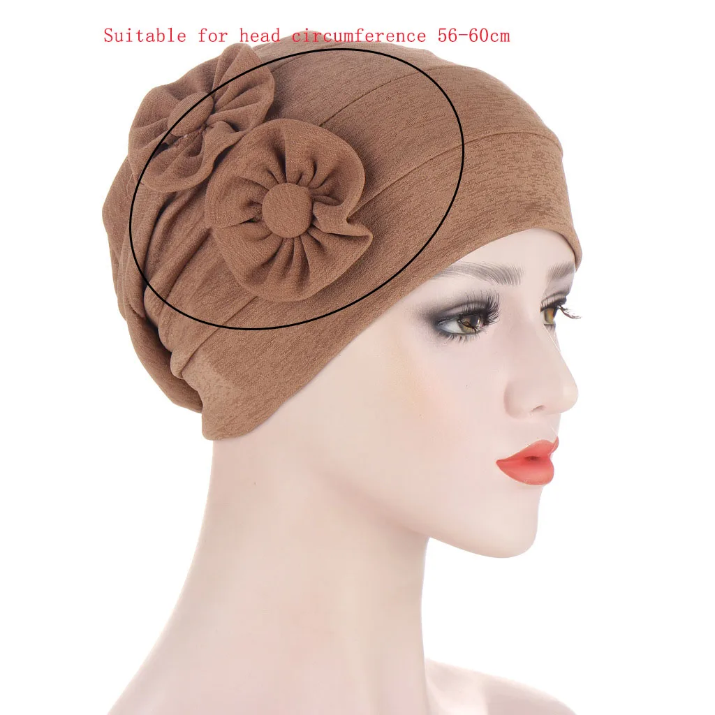 

Muslim Fashion Flower Turban Caps For Women Headscarf Bonnet Indian Hat Islamic Hijab Accessoires Ladies Headband Turbans
