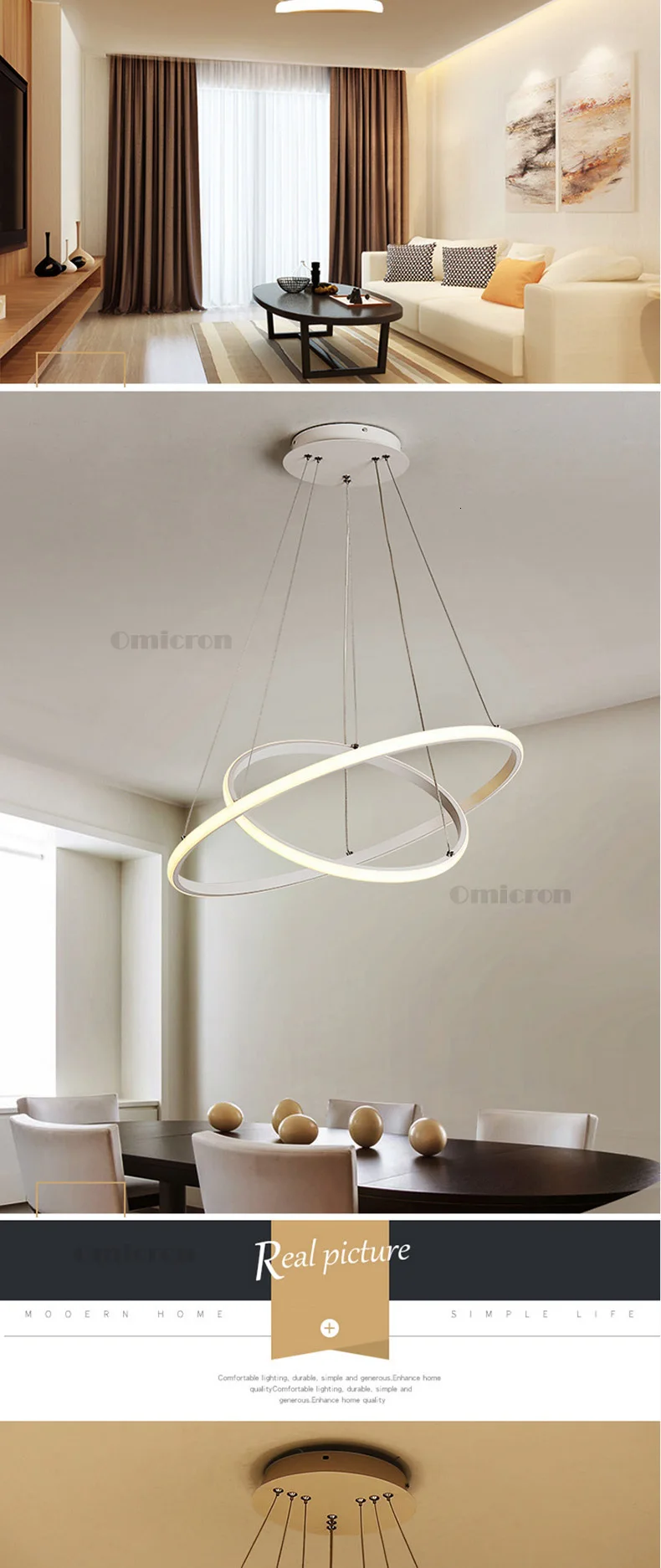 Коричневая/белая современная светодиодная Люстра для гостиной, столовой, ledlamp, кольца, подвесной светильник, современная люстра, освещение