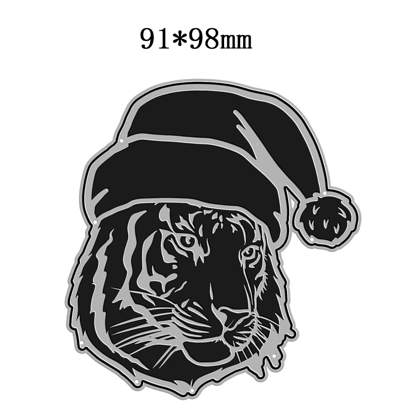 Новинка 2021 головы тигра животные Рождественская шляпа металлические Вырубные