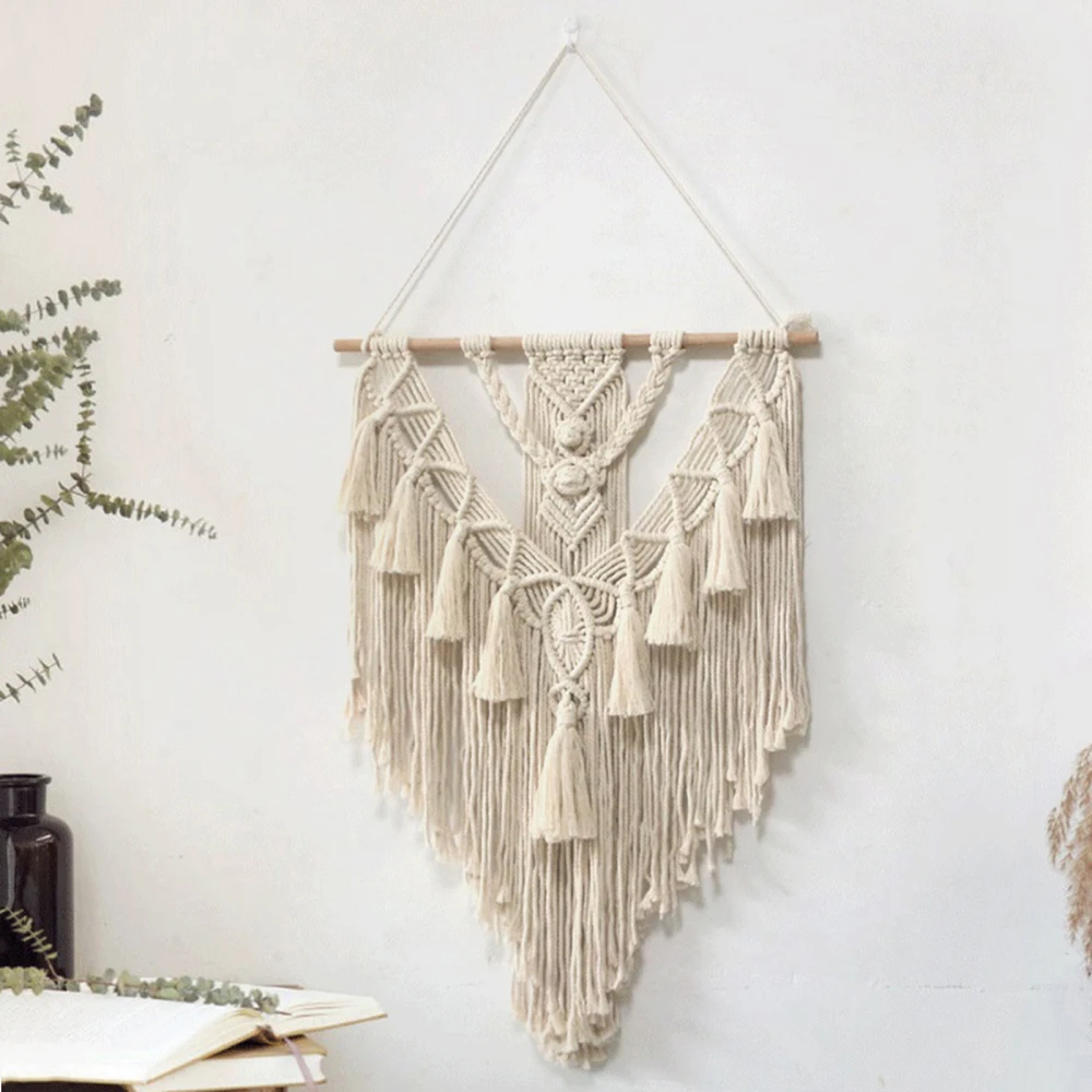 

Bohemian Cotton Thread Macrame Wall Hanging Tapestry Nordic Style Simple 70cm Homestay Decoration Handicraft