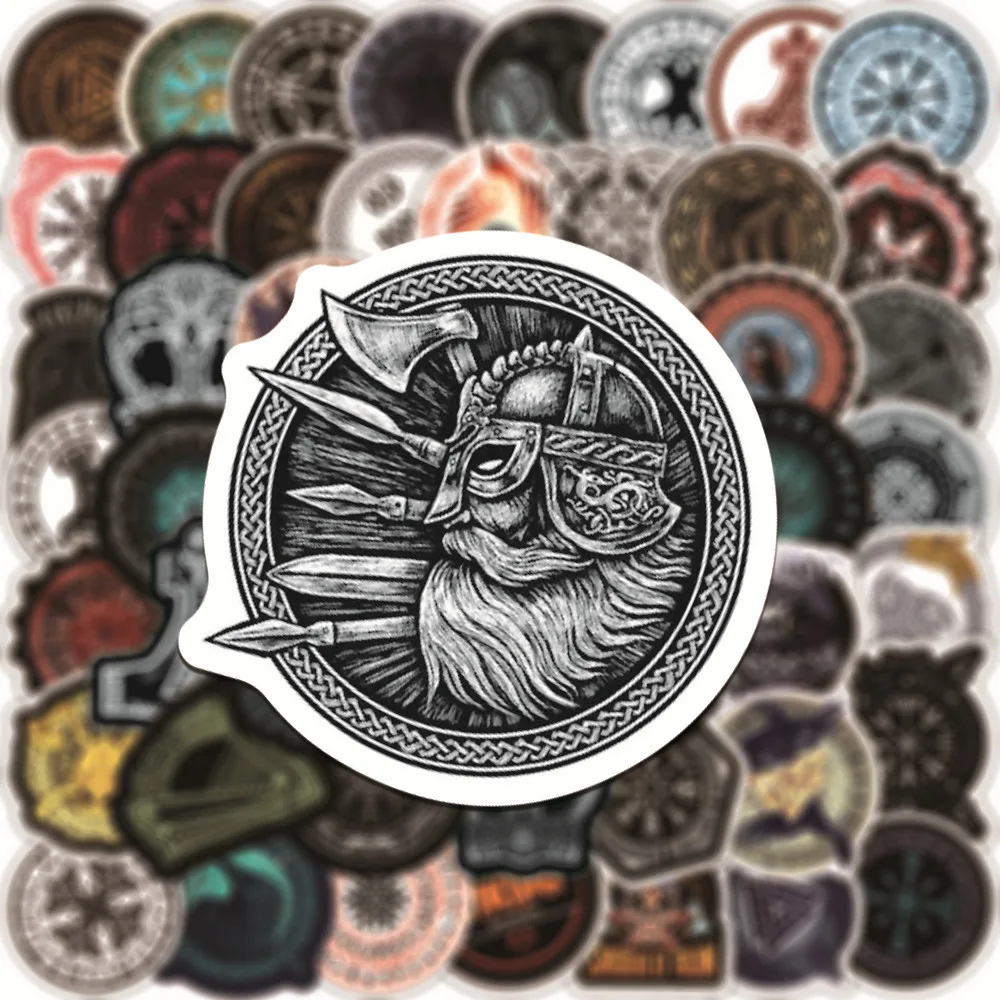 Juego de pegatinas con el s&iacute;mbolo del t&oacute;tem misterioso para patinete, juguetes de pegatinas con dise&ntilde;o de piratas vikingos, runas, para maleta para port&aacute;til, 10/50/100 Uds.-3