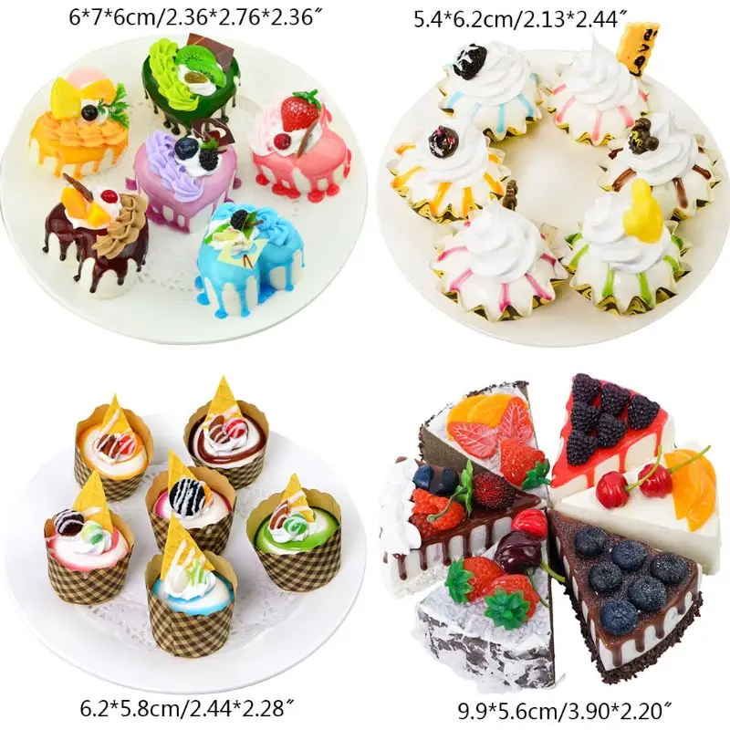 

6pcs Realistic Artificial Simulation Cake Ice Cream Dessert Bakery Window Food Sample Display Photo Prop Kids Toys Home Decor
