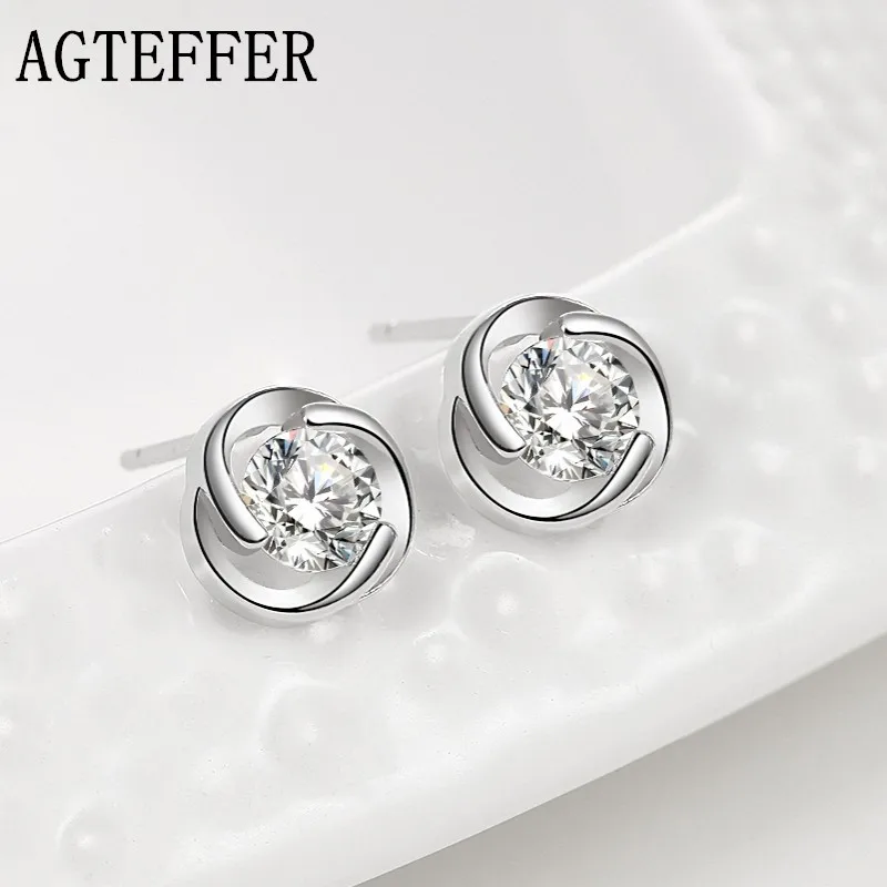 

AGTEFFER 925 Sterling Silver Rose Flower Shape Zircon For Women Fashion Exquisite Wedding Party Jewelry Gifts