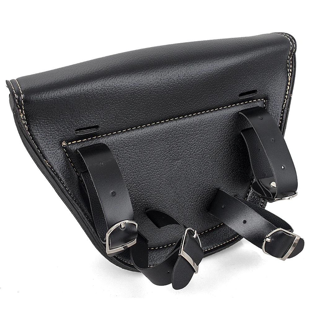 Мотоциклетная черная сумка-седло из искусственной кожи с боковым зажимом