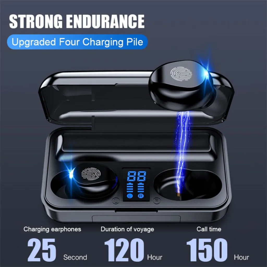 

Bluetooth Earbuds Twins Wireless Earphones Headset Stereo Earphone Waterproof Ear Buds Fingerprint Touch Earphone