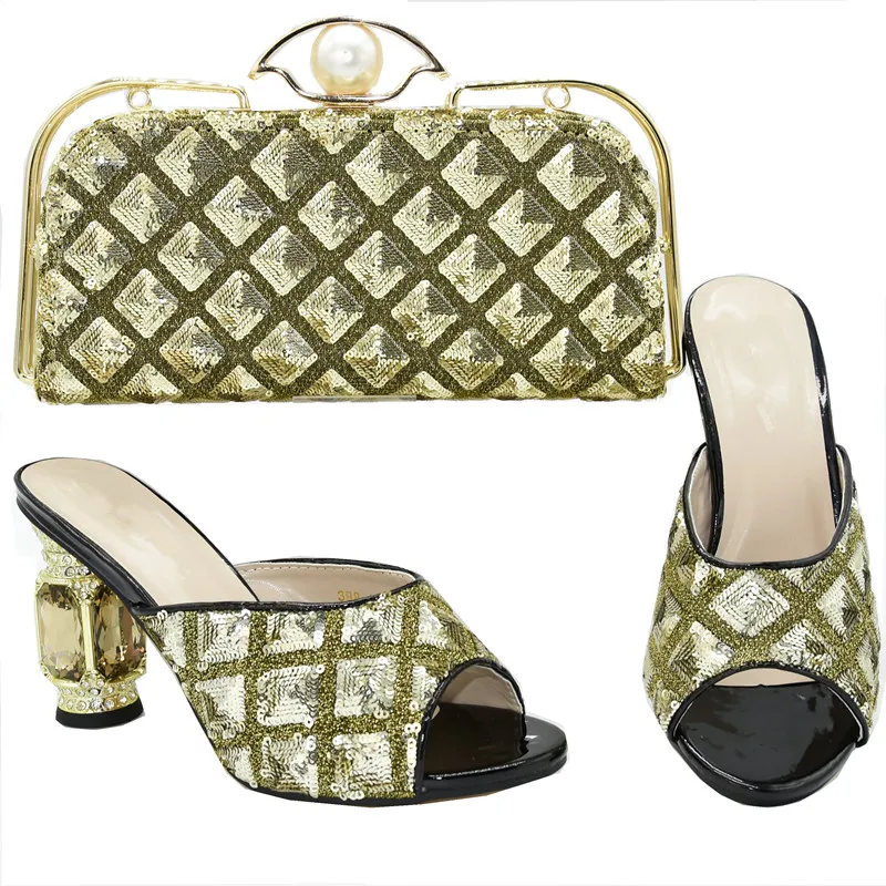 Высококачественный Женский итальянский комплект из обуви и сумки украшенные