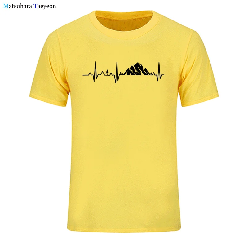 

Hiking Heartbeat Mountain Gift T Shirt for Men Fashion Man Camper Mountain Travel Printed Graphic Top Tshirt Male Tee T-shirt