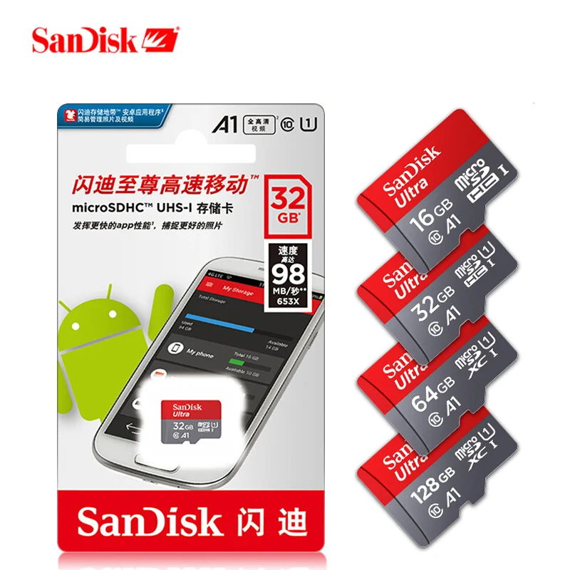 Карта памяти SanDisk ultra micro sd 400 ГБ 256 200 128 64 32 16 C10 флеш память карта Microsd TF/SD бесплатная