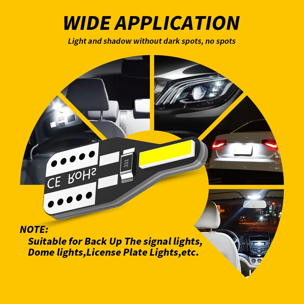 DXZ 500PCS W5W LED T10 Bulbs Canbus 168 194 6000K White 2-SMD Car Interior Dome Map Light Parking Lights Error Free Auto 12V | Автомобили