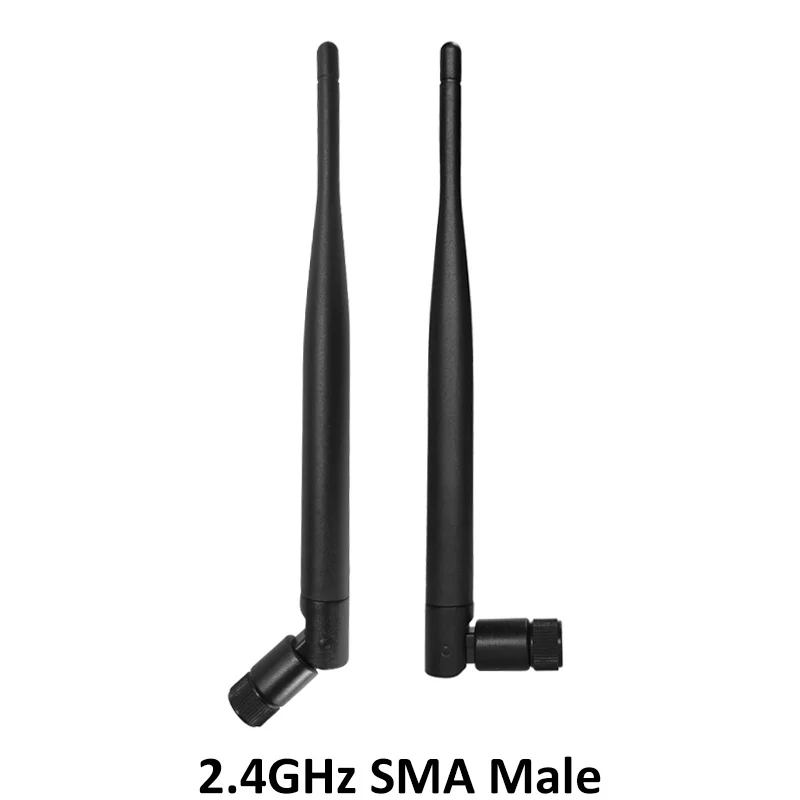 Grandwisdom 5pcs 2.4G antenna 5dbi sma male wlan wifi 2.4ghz antene pbx iot module router signal receiver antena high gain