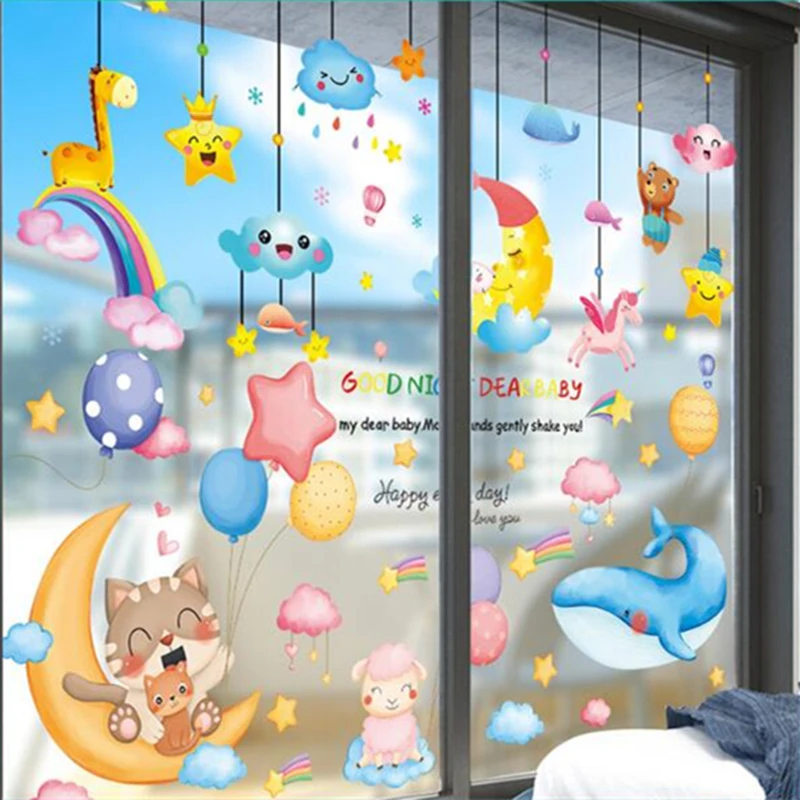 

[SHIJUEHEZI] Balloons Clouds Wall Stickers DIY Animal Stars Wall Decals for Kids Rooms Baby Bedroom Nursery Home Decoration