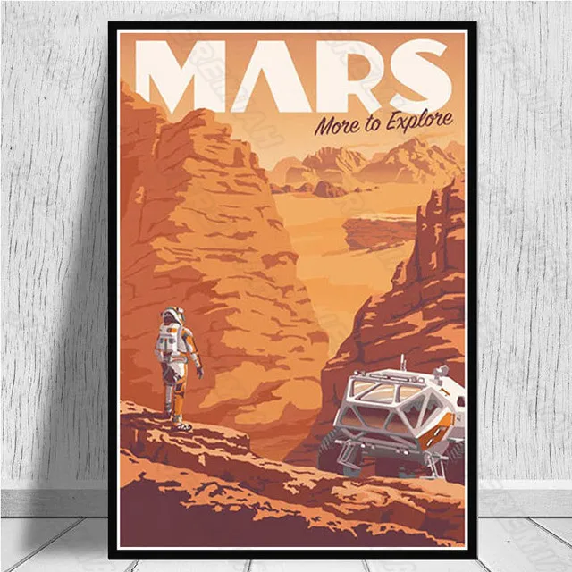 

Landscape Poster Mars Exploration Nordic Style Waterproof Ink Canvas Print Art Painting Modern Living Room Decoration